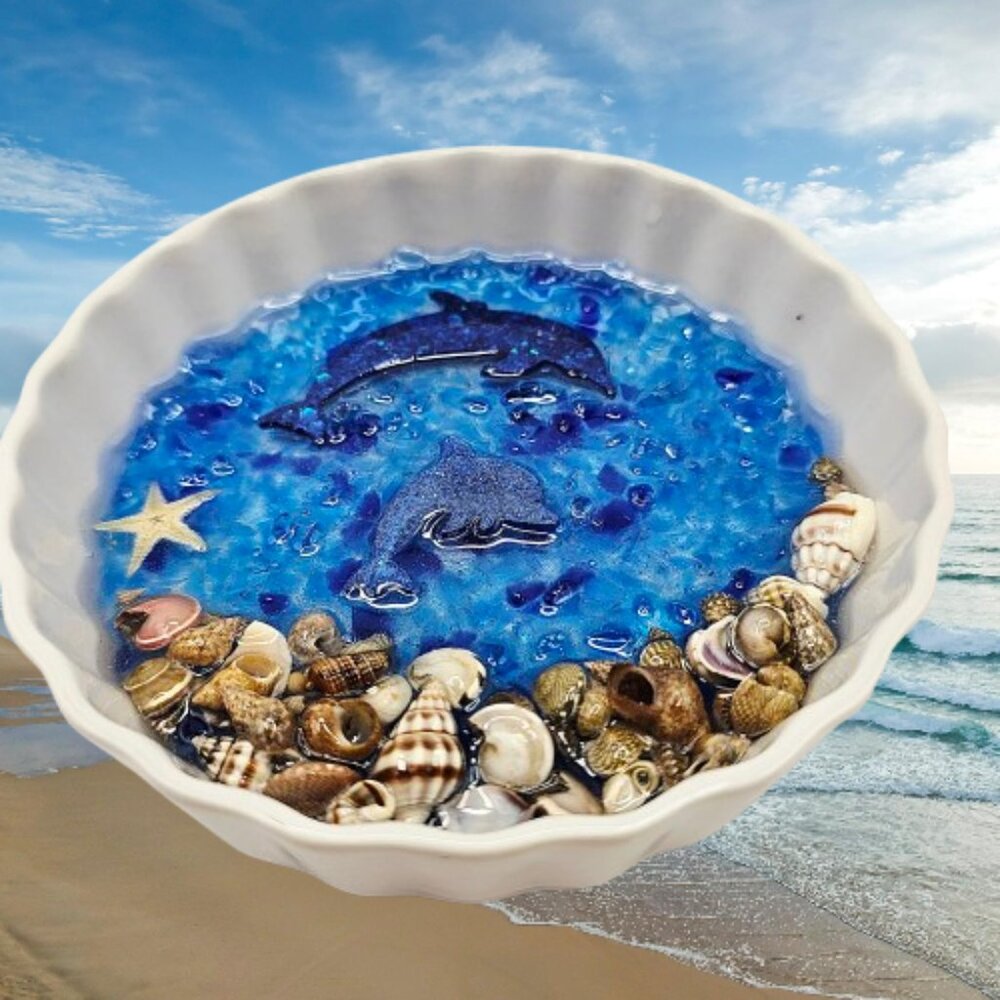 Dolphin & Shells Scallop Trinket Dish #1786